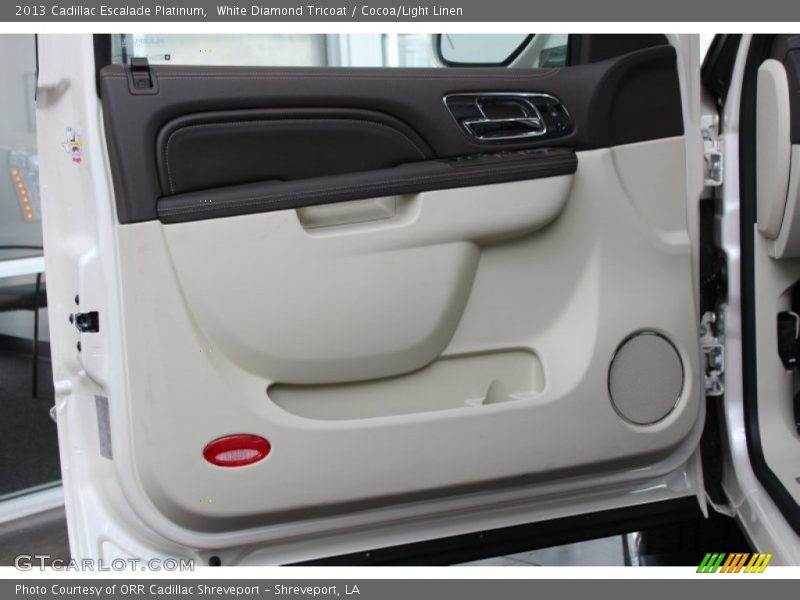 White Diamond Tricoat / Cocoa/Light Linen 2013 Cadillac Escalade Platinum