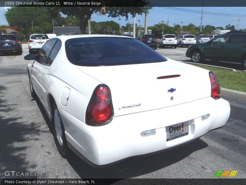 White / Neutral Beige 2003 Chevrolet Monte Carlo LS