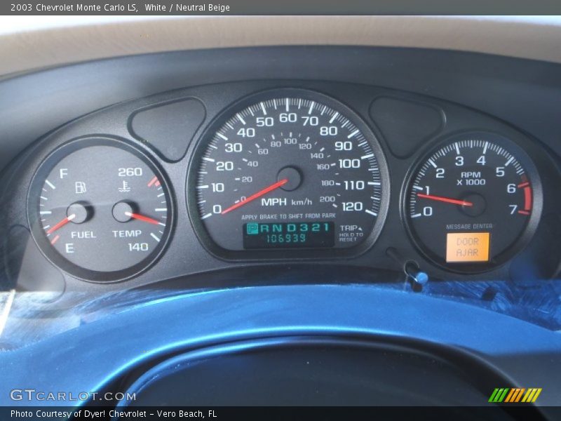 White / Neutral Beige 2003 Chevrolet Monte Carlo LS
