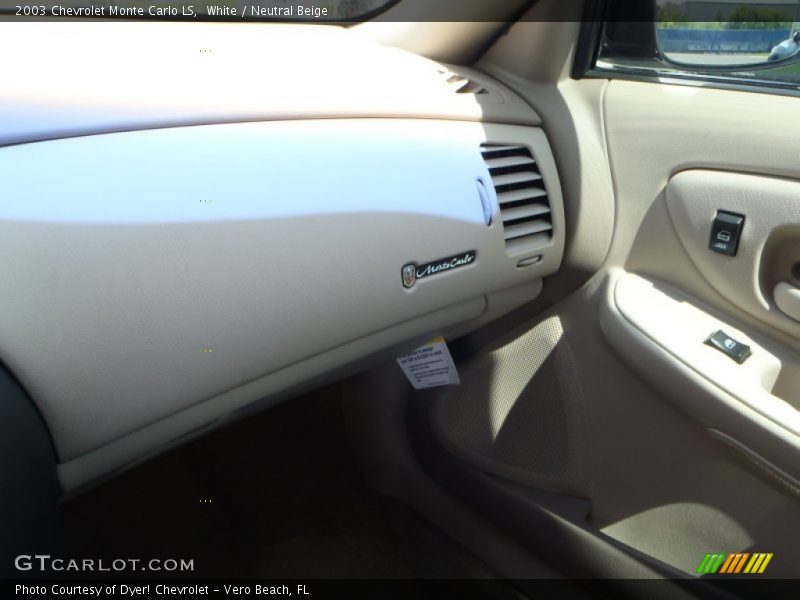 White / Neutral Beige 2003 Chevrolet Monte Carlo LS