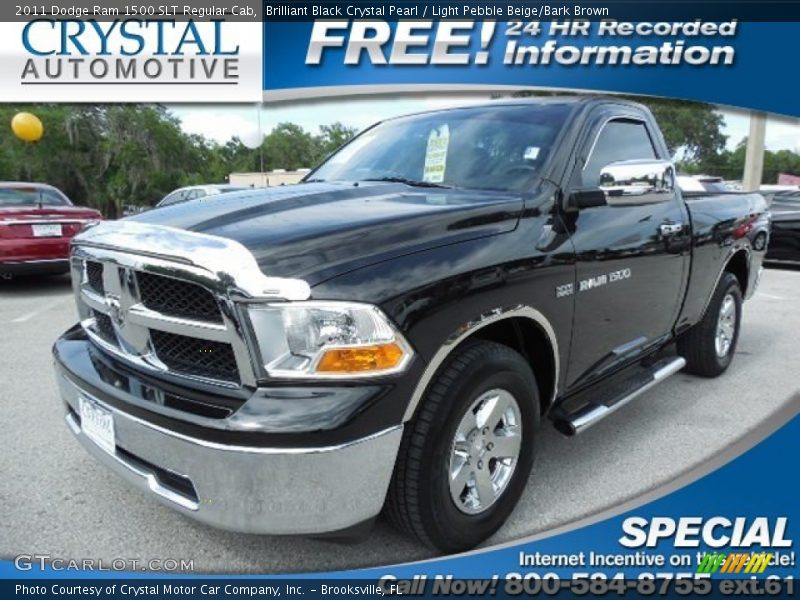 Brilliant Black Crystal Pearl / Light Pebble Beige/Bark Brown 2011 Dodge Ram 1500 SLT Regular Cab