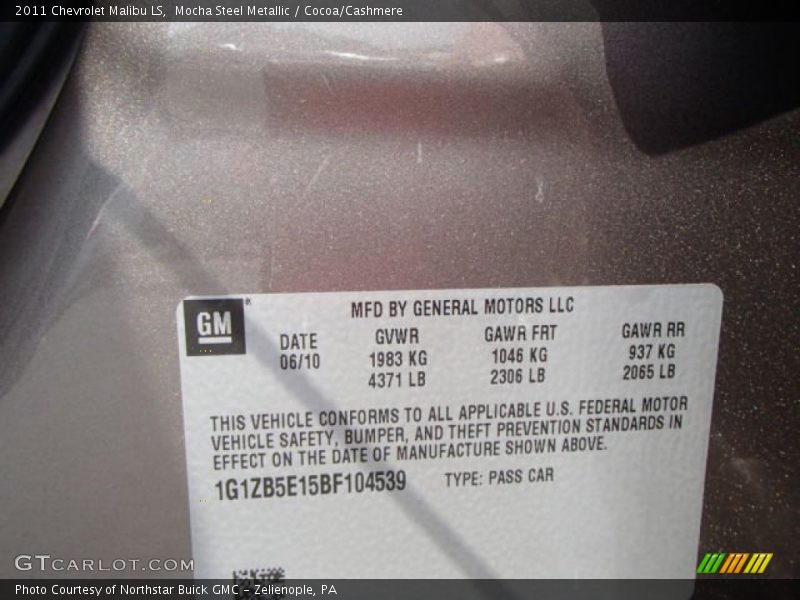 Mocha Steel Metallic / Cocoa/Cashmere 2011 Chevrolet Malibu LS