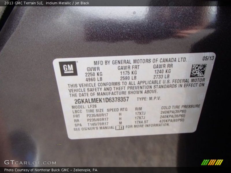 Iridium Metallic / Jet Black 2013 GMC Terrain SLE
