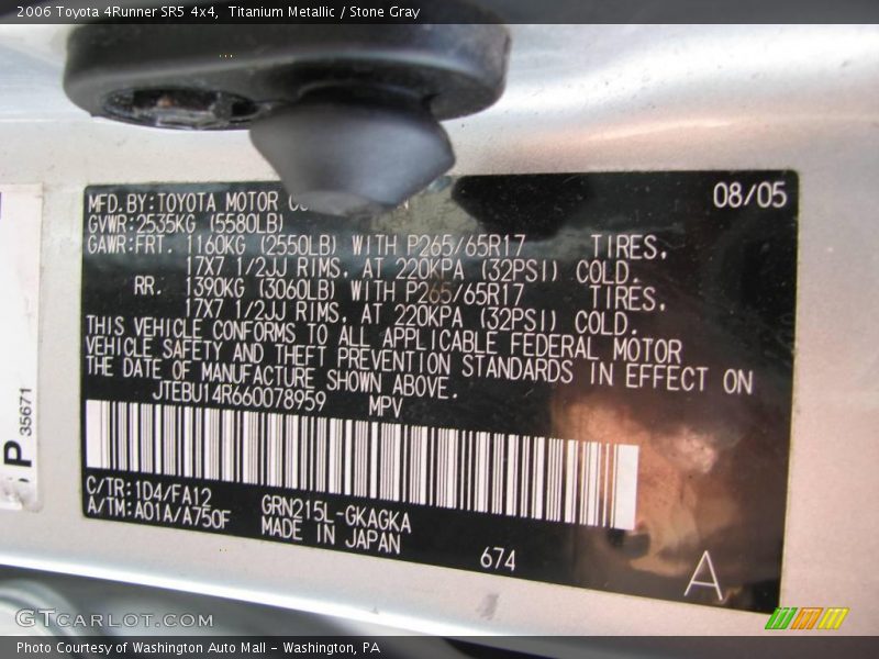 Titanium Metallic / Stone Gray 2006 Toyota 4Runner SR5 4x4