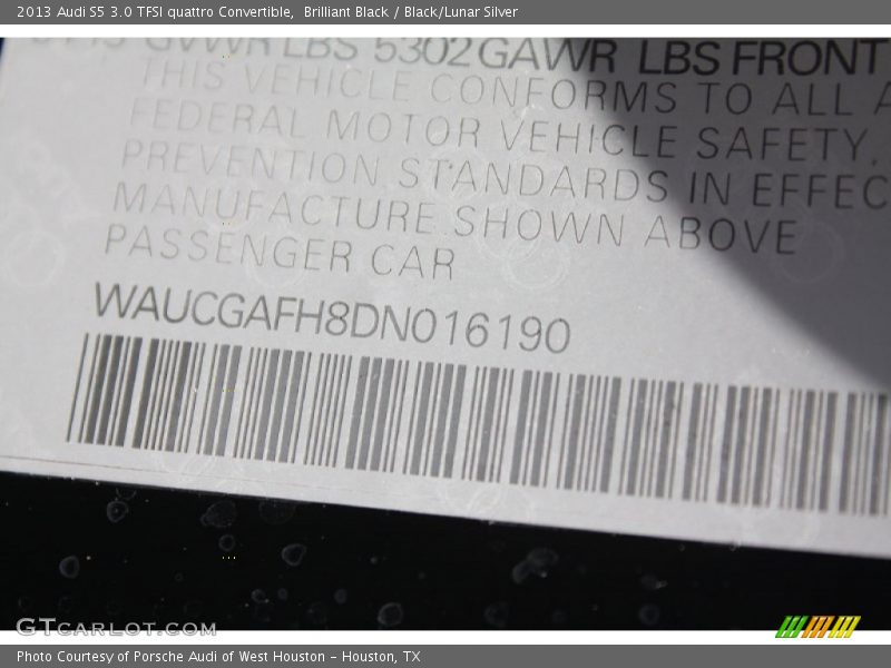 Brilliant Black / Black/Lunar Silver 2013 Audi S5 3.0 TFSI quattro Convertible