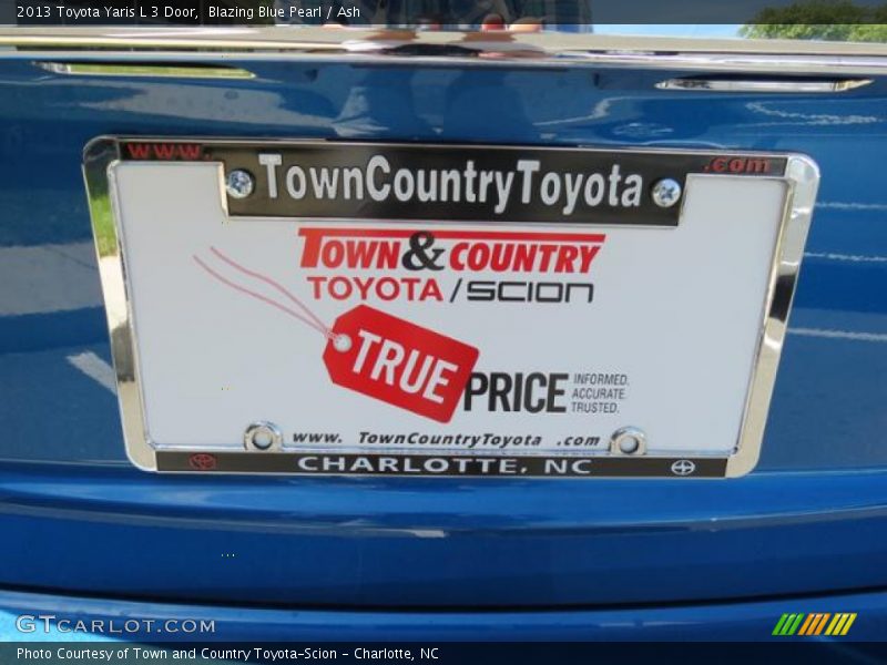 Blazing Blue Pearl / Ash 2013 Toyota Yaris L 3 Door