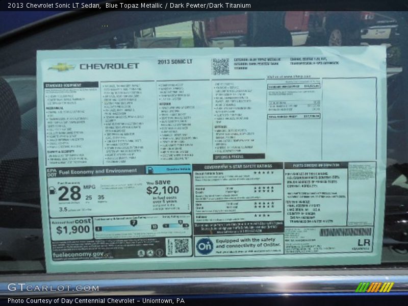 Blue Topaz Metallic / Dark Pewter/Dark Titanium 2013 Chevrolet Sonic LT Sedan