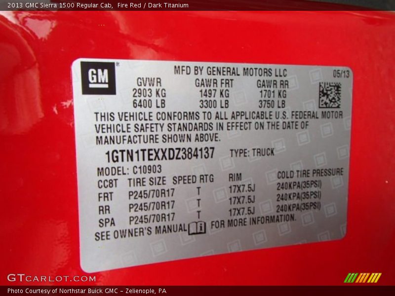 Fire Red / Dark Titanium 2013 GMC Sierra 1500 Regular Cab