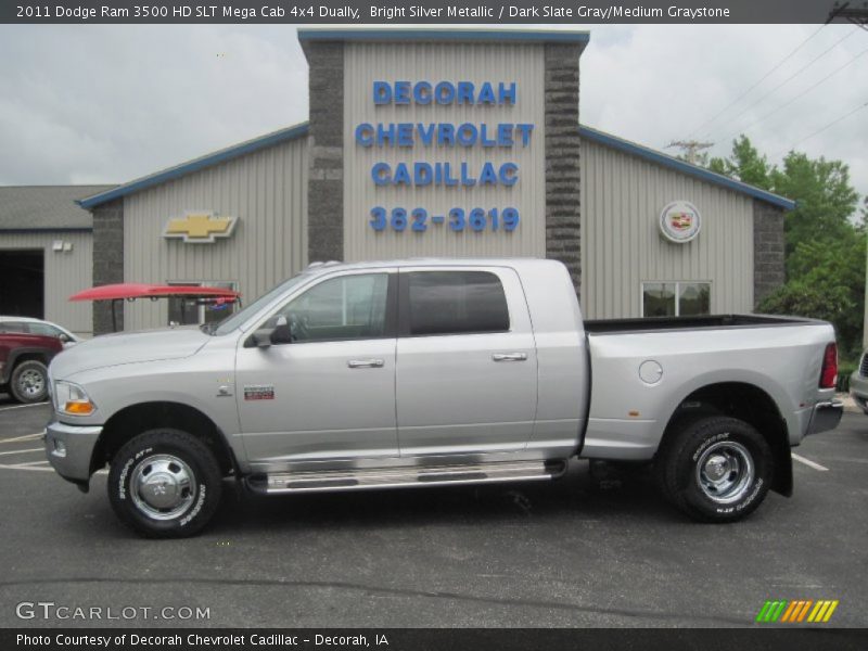 Bright Silver Metallic / Dark Slate Gray/Medium Graystone 2011 Dodge Ram 3500 HD SLT Mega Cab 4x4 Dually