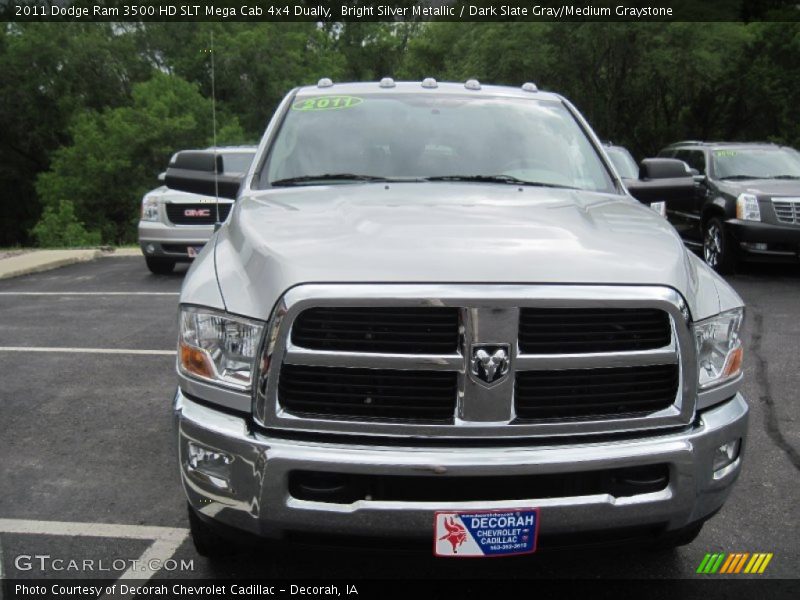 Bright Silver Metallic / Dark Slate Gray/Medium Graystone 2011 Dodge Ram 3500 HD SLT Mega Cab 4x4 Dually