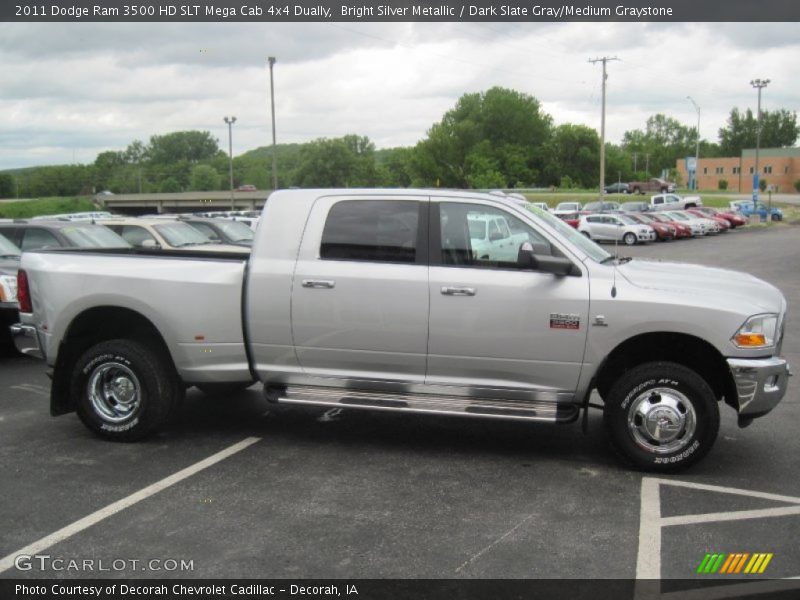 Bright Silver Metallic / Dark Slate Gray/Medium Graystone 2011 Dodge Ram 3500 HD SLT Mega Cab 4x4 Dually