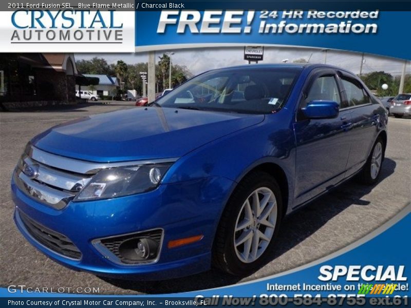 Blue Flame Metallic / Charcoal Black 2011 Ford Fusion SEL