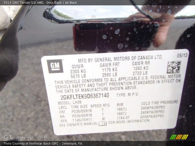 Onyx Black / Jet Black 2013 GMC Terrain SLE AWD