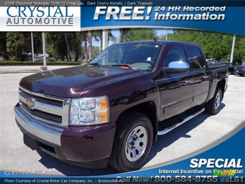 Dark Cherry Metallic / Dark Titanium 2008 Chevrolet Silverado 1500 LS Crew Cab