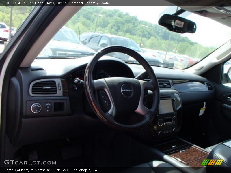 White Diamond Tricoat / Ebony 2013 GMC Yukon Denali AWD