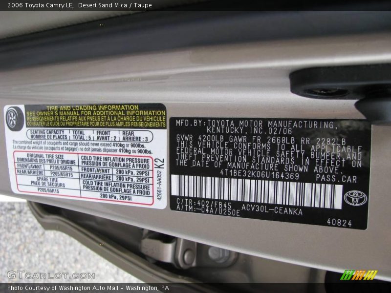 Desert Sand Mica / Taupe 2006 Toyota Camry LE