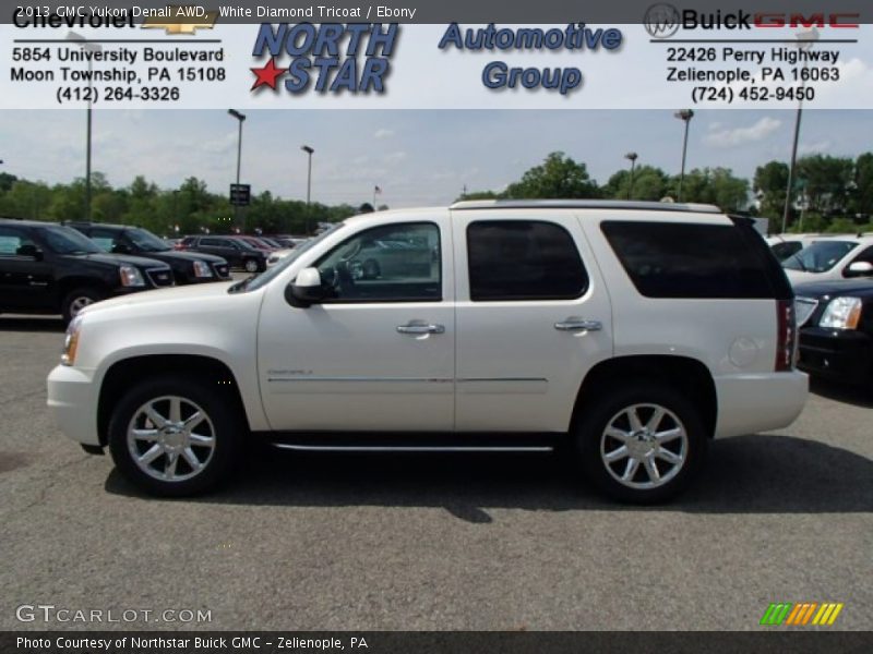 White Diamond Tricoat / Ebony 2013 GMC Yukon Denali AWD