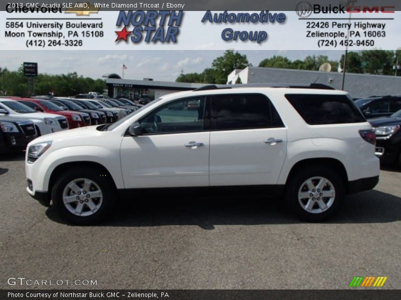White Diamond Tricoat / Ebony 2013 GMC Acadia SLE AWD