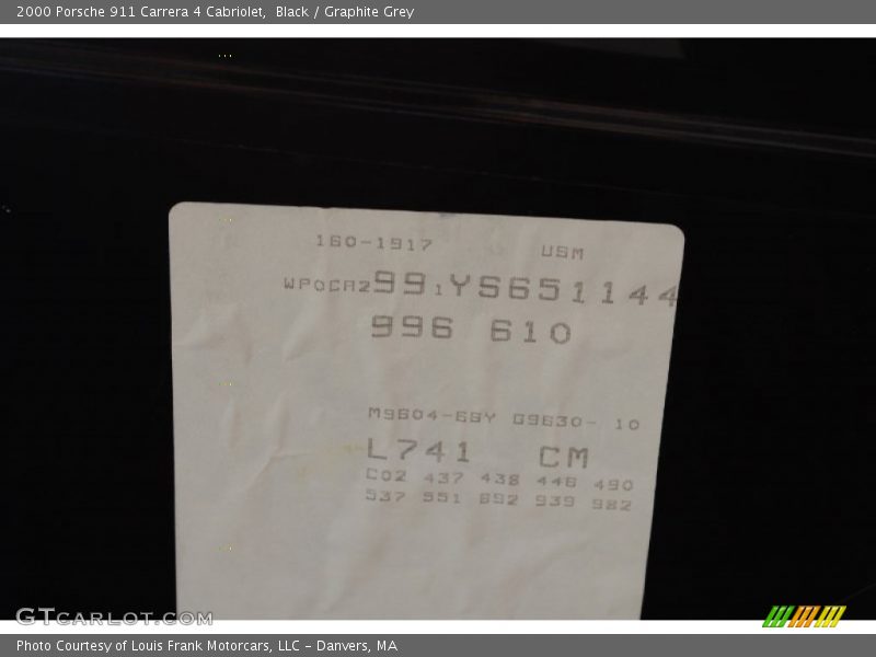 Black / Graphite Grey 2000 Porsche 911 Carrera 4 Cabriolet
