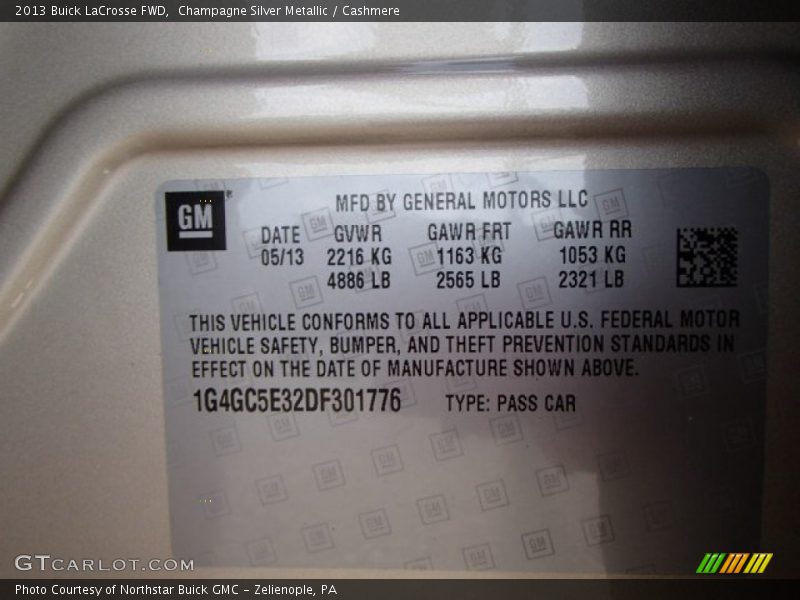 Champagne Silver Metallic / Cashmere 2013 Buick LaCrosse FWD