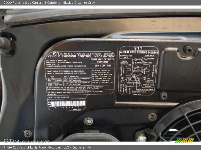 Black / Graphite Grey 2000 Porsche 911 Carrera 4 Cabriolet