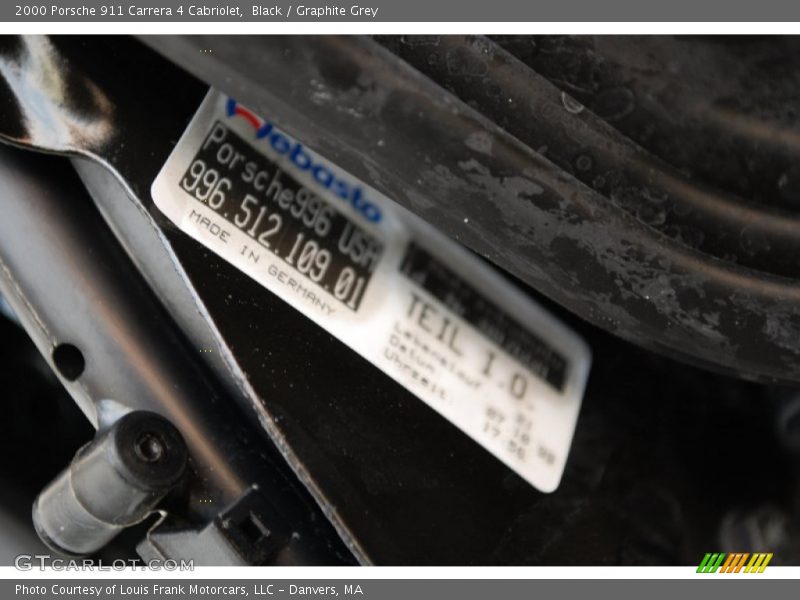 Black / Graphite Grey 2000 Porsche 911 Carrera 4 Cabriolet