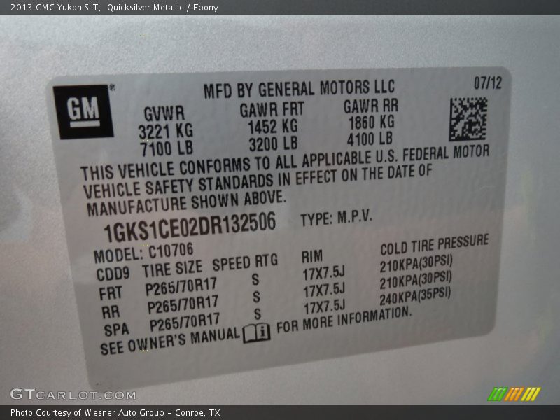 Quicksilver Metallic / Ebony 2013 GMC Yukon SLT