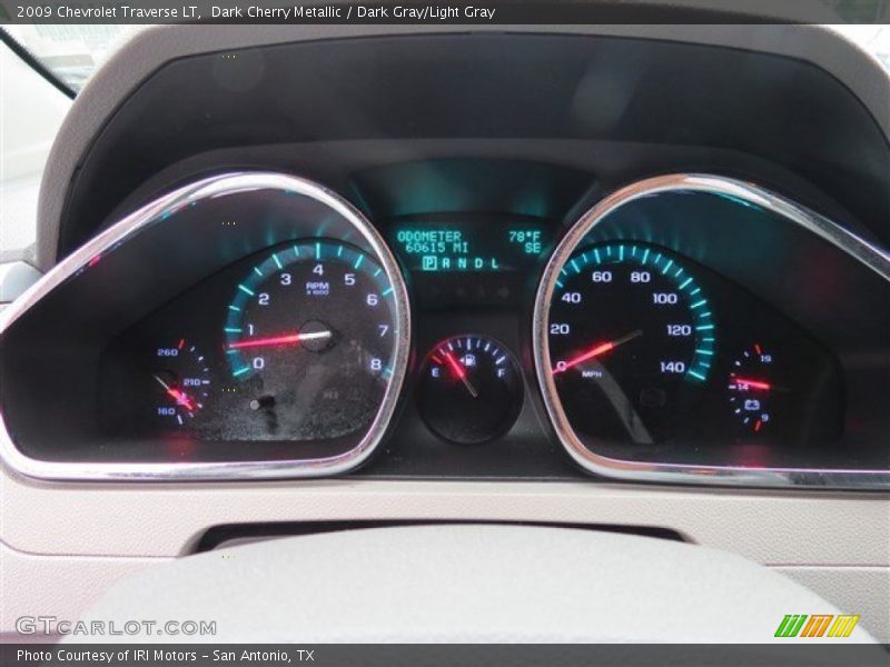 Dark Cherry Metallic / Dark Gray/Light Gray 2009 Chevrolet Traverse LT
