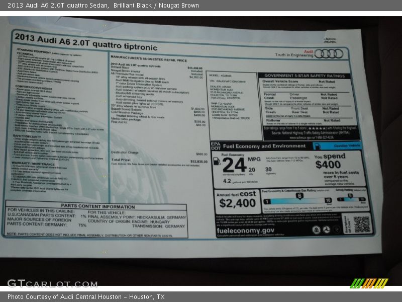 Brilliant Black / Nougat Brown 2013 Audi A6 2.0T quattro Sedan