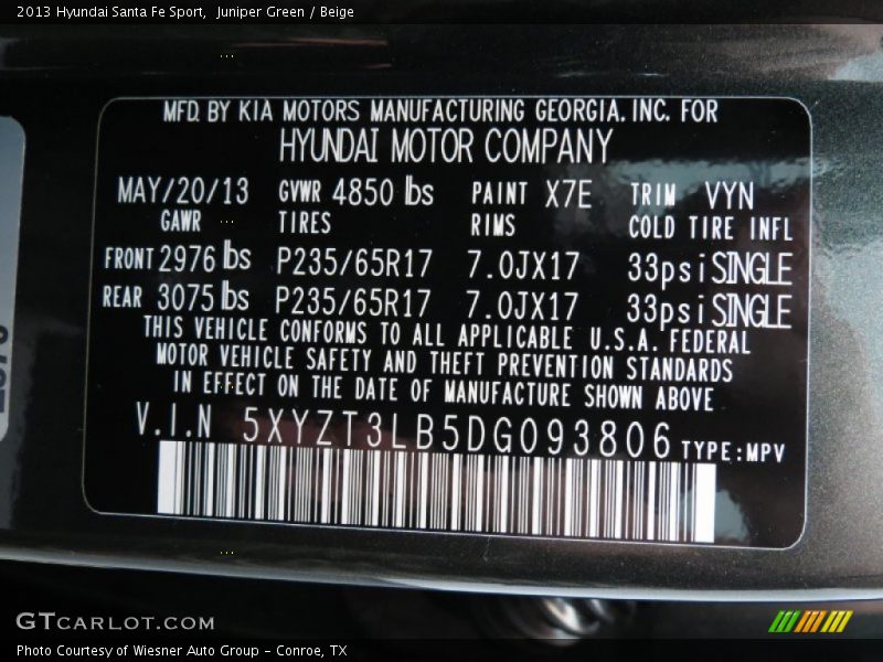 Juniper Green / Beige 2013 Hyundai Santa Fe Sport