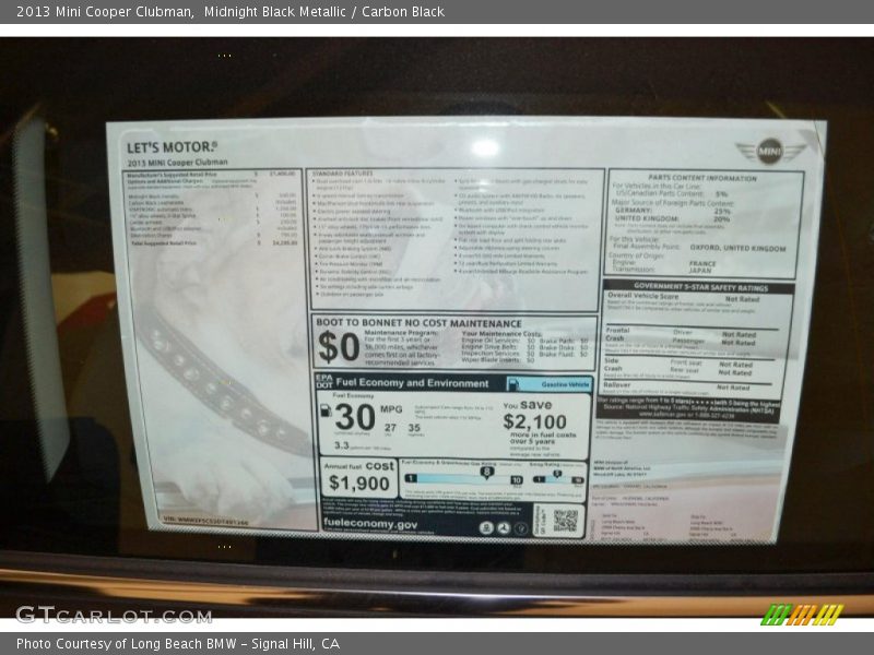 Midnight Black Metallic / Carbon Black 2013 Mini Cooper Clubman