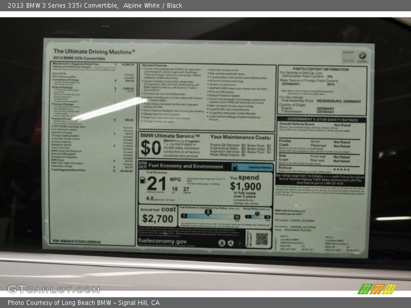 Alpine White / Black 2013 BMW 3 Series 335i Convertible