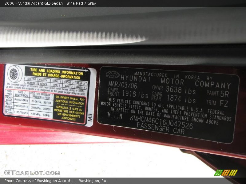 Wine Red / Gray 2006 Hyundai Accent GLS Sedan