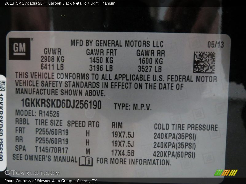 Carbon Black Metallic / Light Titanium 2013 GMC Acadia SLT