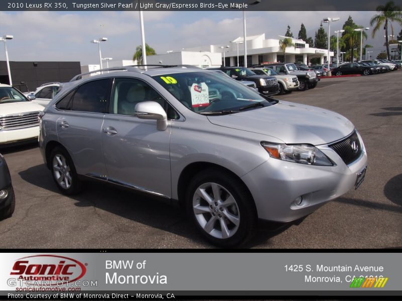 Tungsten Silver Pearl / Light Gray/Espresso Birds-Eye Maple 2010 Lexus RX 350