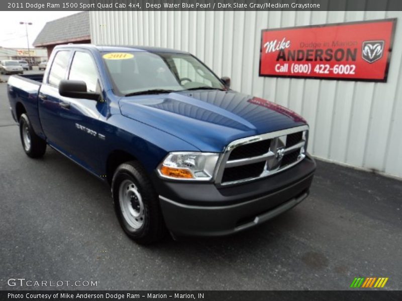 Deep Water Blue Pearl / Dark Slate Gray/Medium Graystone 2011 Dodge Ram 1500 Sport Quad Cab 4x4