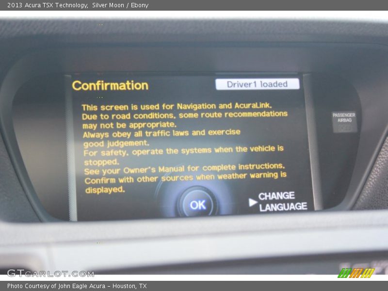 Silver Moon / Ebony 2013 Acura TSX Technology