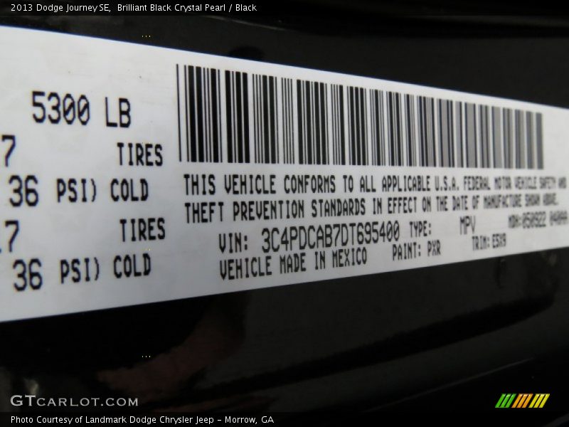 Brilliant Black Crystal Pearl / Black 2013 Dodge Journey SE