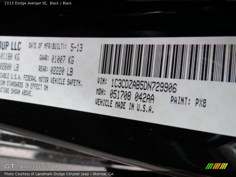 Black / Black 2013 Dodge Avenger SE