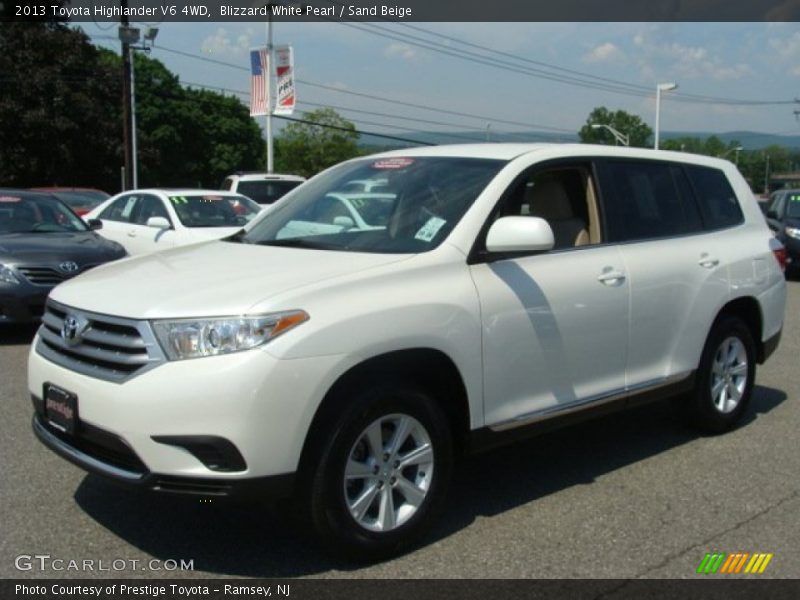 Blizzard White Pearl / Sand Beige 2013 Toyota Highlander V6 4WD