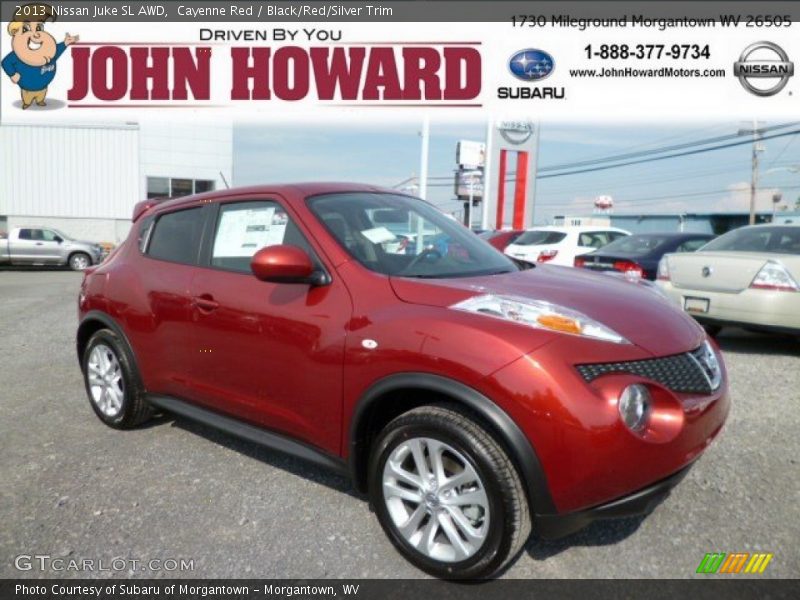 Cayenne Red / Black/Red/Silver Trim 2013 Nissan Juke SL AWD