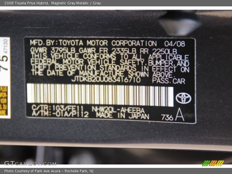Magnetic Gray Metallic / Gray 2008 Toyota Prius Hybrid