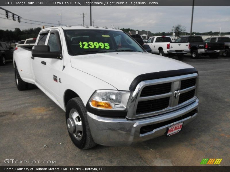 Bright White / Light Pebble Beige/Bark Brown 2010 Dodge Ram 3500 SLT Crew Cab Dually