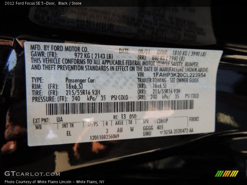 Black / Stone 2012 Ford Focus SE 5-Door