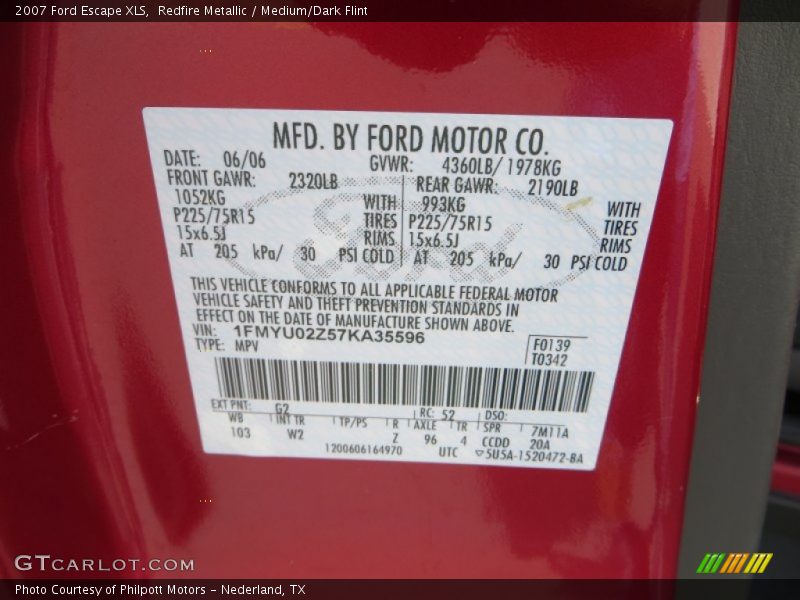 Redfire Metallic / Medium/Dark Flint 2007 Ford Escape XLS