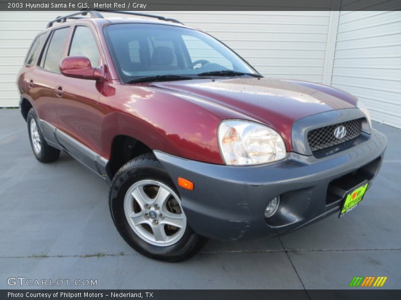 Merlot Red / Gray 2003 Hyundai Santa Fe GLS