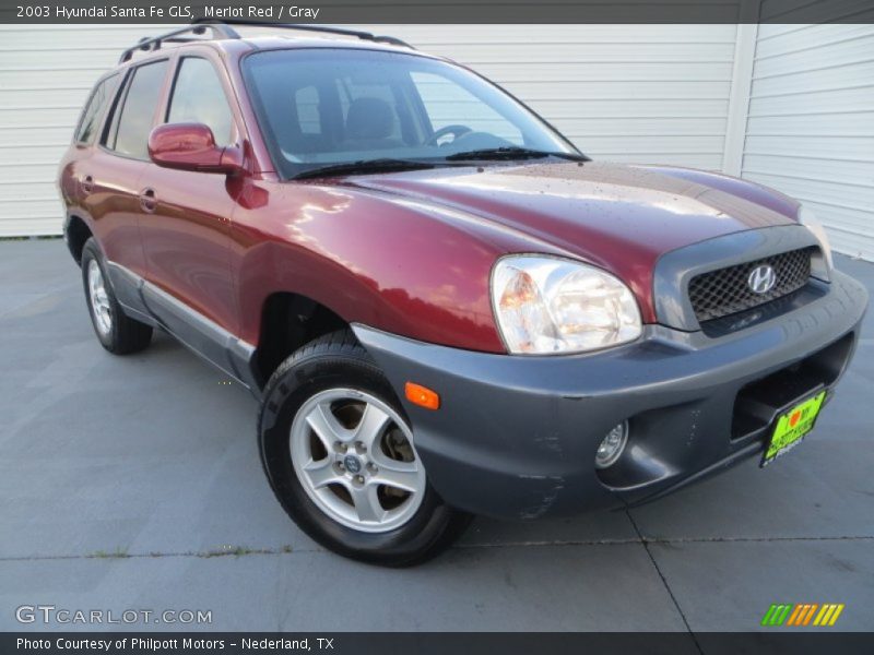 Merlot Red / Gray 2003 Hyundai Santa Fe GLS
