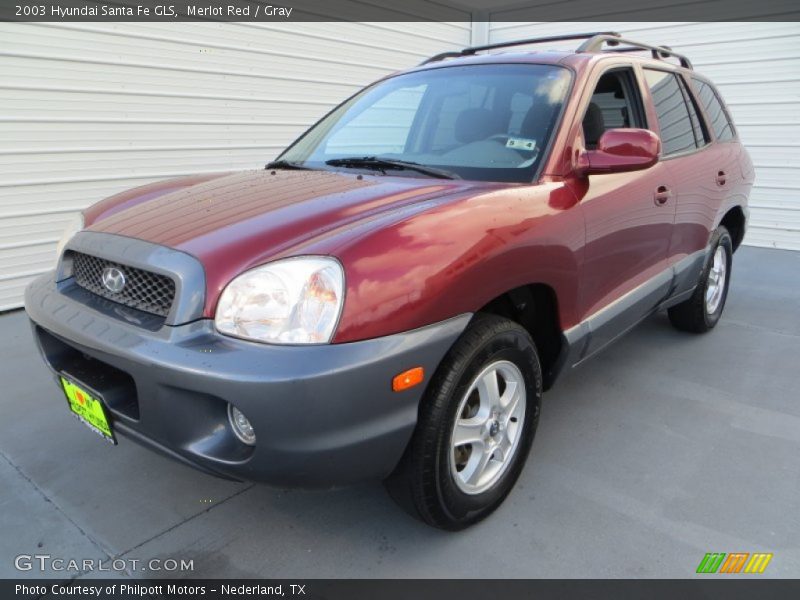 Merlot Red / Gray 2003 Hyundai Santa Fe GLS