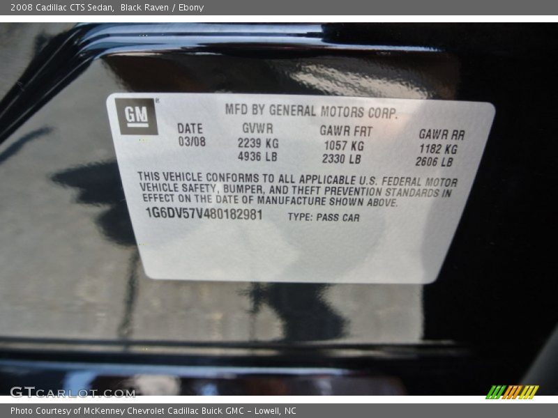 Black Raven / Ebony 2008 Cadillac CTS Sedan