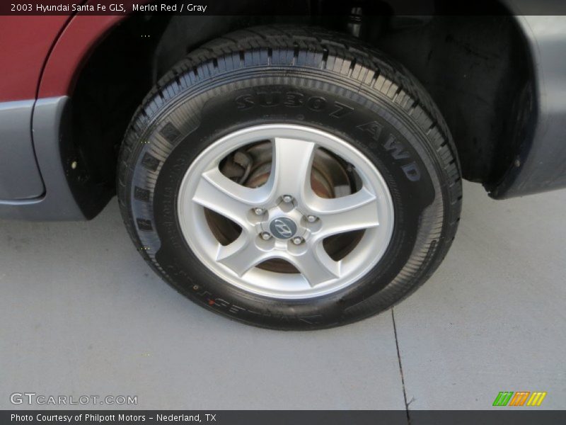 Merlot Red / Gray 2003 Hyundai Santa Fe GLS